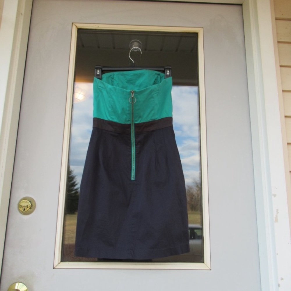 French Connection dress strapless with pockets color block office 6 - Picture 7 of 12